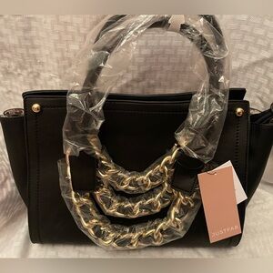 Just Fab black with gold chain handbag